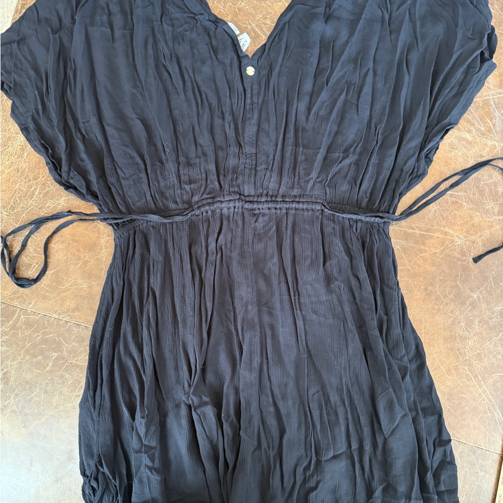 Roxy Black Lightweight Swim Coverup Caftan